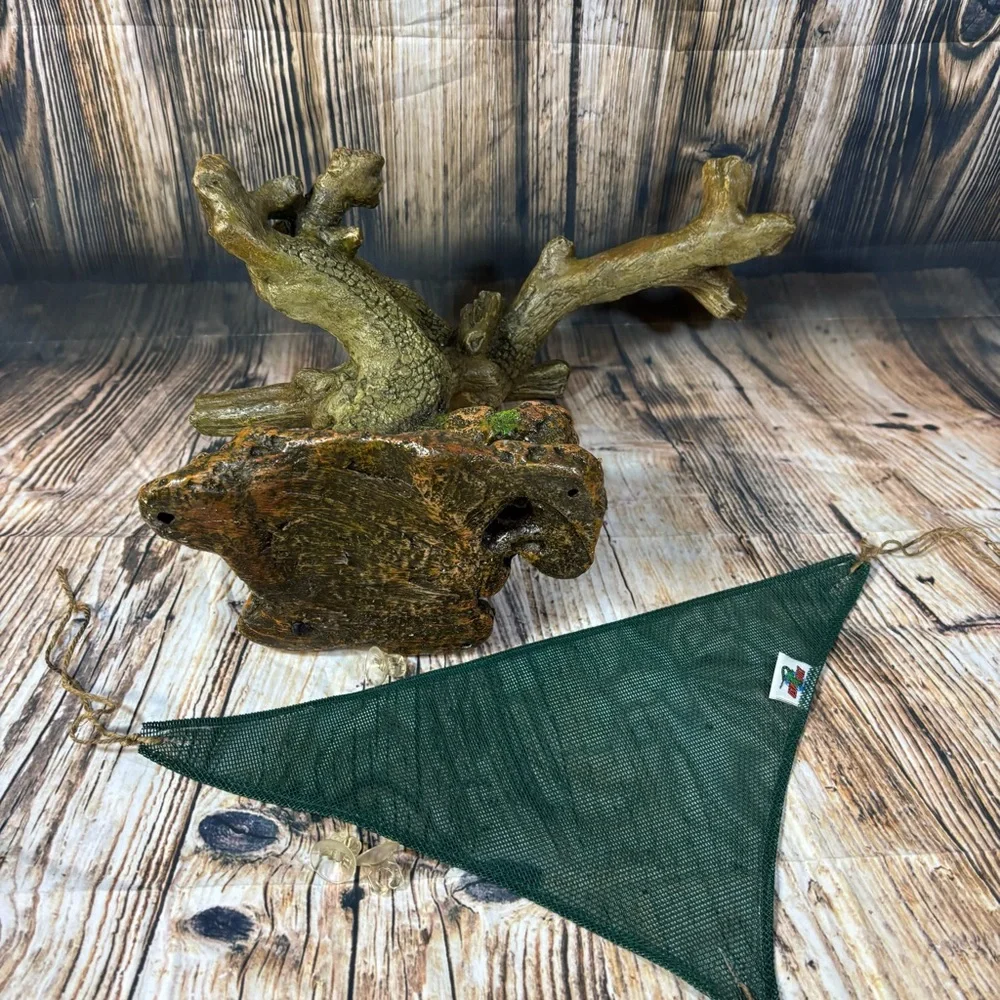 Reptile Aquarium Decor Tree & Hammock Habitat Hideout Resin Moss Bearded Dragon